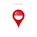 Teardrop map marker with flag of Singapore. Flat vector illustration isolated on white