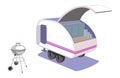 Teardrop trailer and cool retro grill