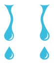 Teardrops Dripping water. Drops of rain, liquid flow or cartoon tears.