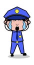 Tearful Eyes - Retro Cop Policeman Vector Illustration