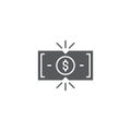 Tearing money banknote vector icon symbol isolated on white background