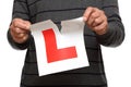 Tearing up L plate after passing driving test