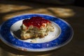 Tearoom scone with cream and jam Royalty Free Stock Photo