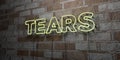 TEARS - Glowing Neon Sign on stonework wall - 3D rendered royalty free stock illustration Royalty Free Stock Photo