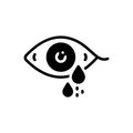 Black solid icon for Tears, teardrop and eyedrop