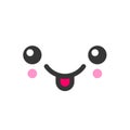 Tease with tongue kawaii cute emotion face, emoticon vector icon