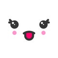 Tease with tongue kawaii cute emotion face, emoticon vector icon