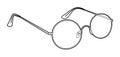 Teashades, Granny Glasses frame glasses fashion accessory illustration. Sunglass 3-4 view for Men, women, unisex style