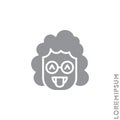 Teasing emoji. Vector girl, woman icon of cartoon teasing emoji with tongue and winking eyes in style emoticon. gray on white