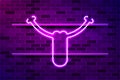 Teasing tongue glowing purple neon sign or LED strip light. Realistic vector illustration