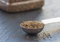 A teaspoon full of dried basil leaf