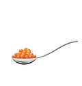 Teaspoon with red caviar isolated on white backgro Royalty Free Stock Photo