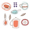 Teatime pattern flat illustration on white