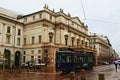 Teatro alla Scala and Piazza della Scala rainy day view Milan city Italy