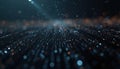 Tech background with depth of field effect. Three dimensional small dots system datum, lines of digital data transfer, computer Royalty Free Stock Photo