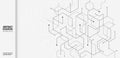 Tech background. Network connect line pattern elements. White hexagons and squares. Geometric mesh. Polygons and dots