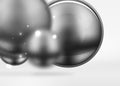 Tech blurred spheres and round circles with glossy and metallic surface Royalty Free Stock Photo