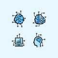 Tech Brain Circuit Icons Set Featuring Artificial Intelligence, Data Visualization, And Digital Mind Imagery Royalty Free Stock Photo
