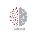 Tech brain logo design. Future technology concept sign. Creative idea symbol. Intelligence mind icon.