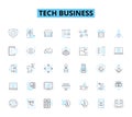 Tech business linear icons set. Innovation, Disruption, Start-up, Automation, Software, Hardware, Cybersecurity line Royalty Free Stock Photo