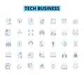 Tech business linear icons set. Innovation, Disruption, Start-up, Automation, Software, Hardware, Cybersecurity line Royalty Free Stock Photo