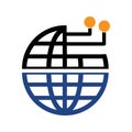 tech circuit globe icon