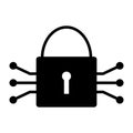 Tech Circuit Lock Icon. Vector Simple Minimal 96x96 Pictogram