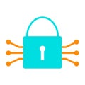 Tech Circuit Lock Icon. Vector Simple Minimal 96x96 Pictogram