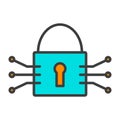 Tech Circuit Lock Line Icon. Vector Simple Minimal 96x96 Pictogram Royalty Free Stock Photo