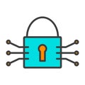 Tech Circuit Lock Line Icon. Vector Simple Minimal 96x96 Pictogram