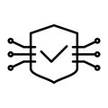 Tech Circuit Shield Line Icon. Vector Simple Minimal 96x96 Pictogram Royalty Free Stock Photo