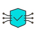 Tech Circuit Shield Line Icon. Vector Simple Minimal 96x96 Pictogram Royalty Free Stock Photo