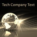 Tech company holding text space with globe, binary data and lights on black background Royalty Free Stock Photo