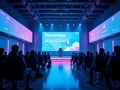 Tech Conference in November: Audience Watching Presentation on Big Screen Royalty Free Stock Photo