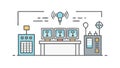 Tech Control Room, Monitoring Data Operations Center, vector design Generative AI Royalty Free Stock Photo