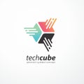 Tech cube logo design for internet technology business.