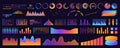 Tech and cyber game interface elements, virtual dashboard with color gradient effect Royalty Free Stock Photo