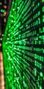 Tech Data Stream Green Binary Digits Flowing on a Digital Display representing Web Security Coding Royalty Free Stock Photo