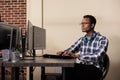 Tech enginner working on new user interface with online system