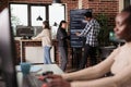 Tech enginners using binary code to script security system Royalty Free Stock Photo
