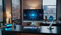 Tech-Enhanced Workspace with Holographic Display