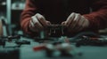 Tech enthusiast assembling custom drone for diy innovation project AI generated