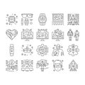 tech enthusiast geek nerd man icons set vector