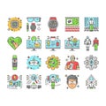 tech enthusiast geek nerd man icons set vector
