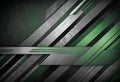 Tech green stripes on abstract grey grunge corporate header banner Royalty Free Stock Photo