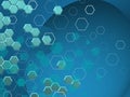 TECH Hexagons in differnts shaphes OVER BLUISH bACKGROUND Royalty Free Stock Photo