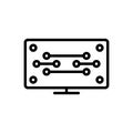 Black line icon for Tech, circuit and microchip Royalty Free Stock Photo