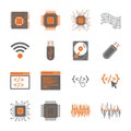 Tech Icons: CPU, USB, Code, Data Royalty Free Stock Photo