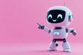 A tech illustration shows a happy robot dancing with a pink background Royalty Free Stock Photo