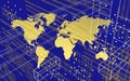 Worldmap in tech environment over blue background Royalty Free Stock Photo
